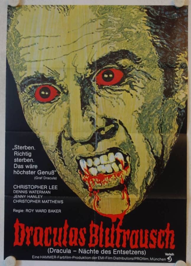 Draculas Blutrausch originales deutsches Filmplakat (R80s)